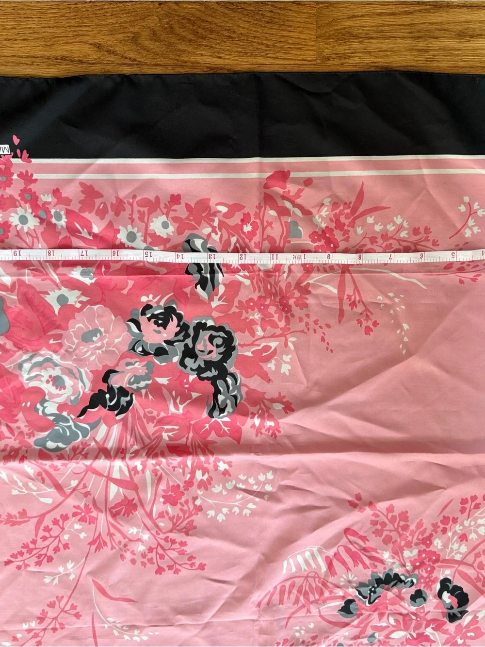 Marco Corsari Floral Pink Silk Scarf with Black Border
